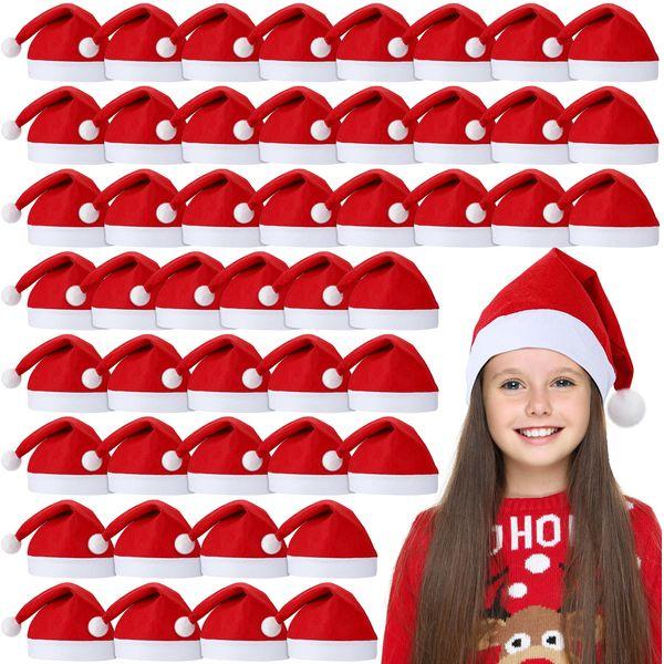 Shojoy 36 Pieces Christmas Santa Hats Bulk for Children 10.2x15 Inch Red Christmas Santa Hats Non-Woven Fabric Santa Hat