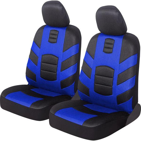AUTOYOUTH MeshFlex Automotive Seat Covers for Car, SUV, Truck, Vehicles, Auto, Vans (2 Fronts) - Blue Car Seat Covers for Front Seats Low Back Bucket Seat Covers Truck Seat Protectors
