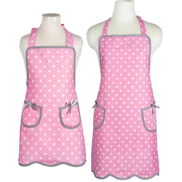 NEOVIVA 2 Pack Kitchen Aprons Set for Women and Kids, Adjustable Big Personalised Chef Bakers Cotton Apron with Pockets Wipe Clean Pinafore for Cooking Baking Gardening Grilling, Floral Quarry Bloom