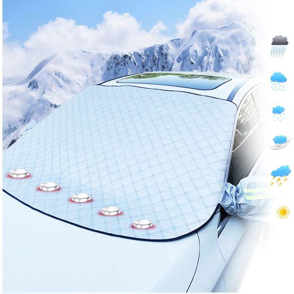 Heart Horse Car Windshield Snow Cover,Ultra Thick Car Windscreen Sunshade Cover with Side Wing Mirror Cover, Car Foldable Removable Windscreen Cover with Magnets Fit for Cars SUVs (152 * 122CM)