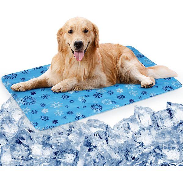 Vamcheer Cooling Mat for Dogs - Pet Self Cooling Pad for Dogs and Cats, Non-Toxic Gel Cold Bed for Kennel Crate, Keep Pets Cool in Hot Summer for Home Travel, Snowflake (60x90cm)
