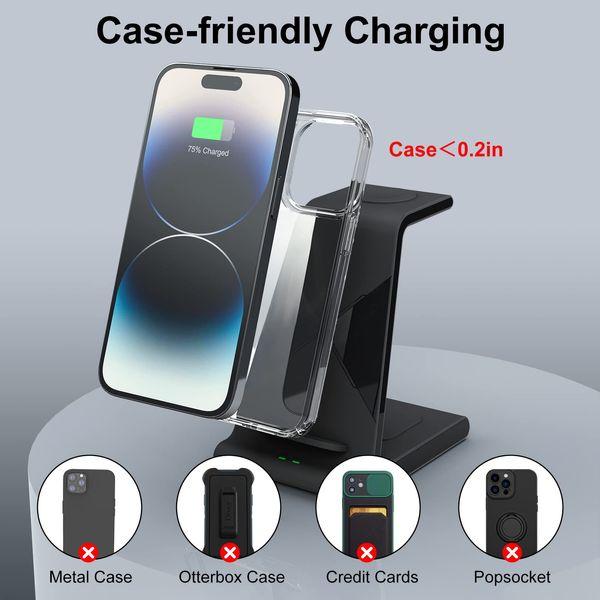 Phelinta 3 in 1 Wireless Charger for iPhone 14/14 Pro Max/13/12, Wireless Charging Station Compatible with Apple Watch 8/7/SE/6/5/4/3/2, Charging Dock for AirPods Pro/3/2 3