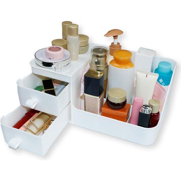 BNPHSIN Makeup Organiser with Drawers, Large Capacity Cosmetic Organisers for Lipsticks, Jewelry, Nail Care, Skincare Organiser for Vanity, Ideal Desk Organizer for Dresser and Bathroom(White)