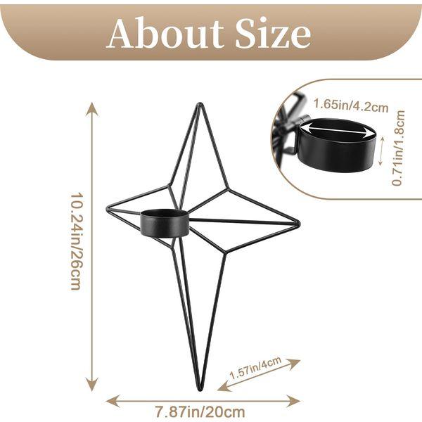 Sziqiqi Metal Candle Sconces Hanging Wall Candle Holders, Star Wall Mounted Sconces for Tea Light Candles Holder Black Geometric Wall Art Decor for Living Room Bedroom Fireplace Mantel 3