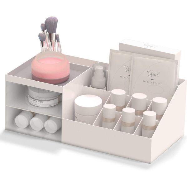 RUBRYKAZ Multifunction Cosmetic Storage Box, Makeup Organiser, Nail Polish Makeup Container Desktop, Sundries Storage Box, Mini Desk Storage for Office Supplies, Elegant Vanity Holder - PINK