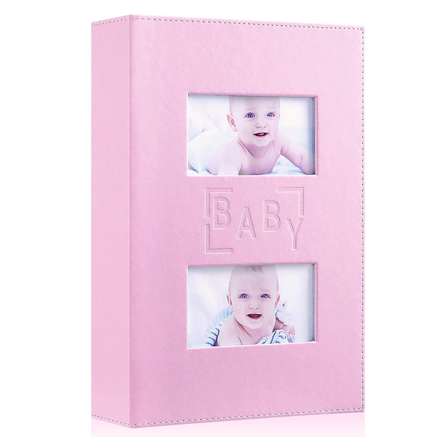 Benjia Baby Girl Photo Album 6x4, Leather Picture Album holds 300 10x15cm Landscape Photos Pink 0