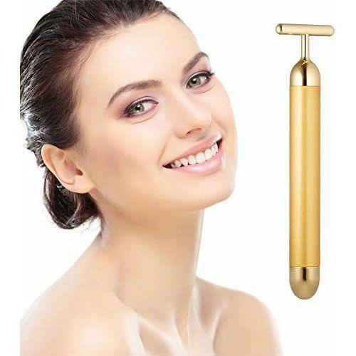 Beauty Bar 24k Golden Pulse Facial Massager, T-Shape Electric Sign Face Massage Tools for Sensitive Skin Face Pull Tight Firming Lift 0