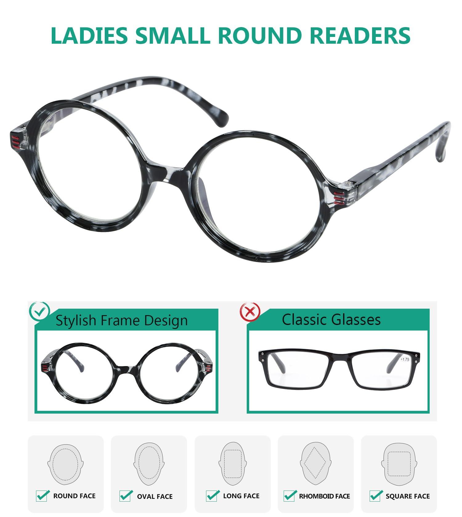 Eyekepper 4-pack Reading Glasses Women Small Lens Round Readers +1.50 3