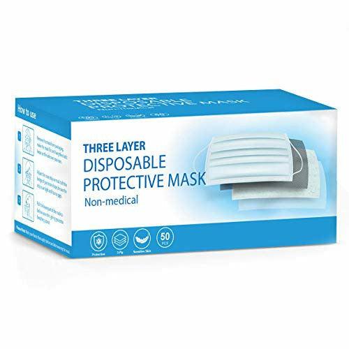 Merrimen Disposable Mask, 50 Count 3 Ply Disposable Earloop Face Masks Earloop Woven Masks Nose 0