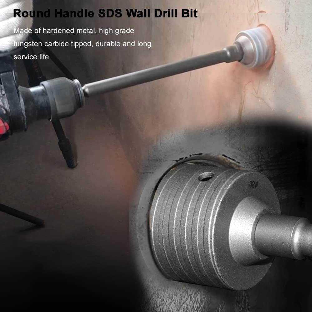 Round Handle Hole Saw Cutter Set, 350mm SDS Plus Shank Concrete Wall Drill Bit with 30/40/50 mm Expansion, Durable and Stable, for Install Air Conditioners, Hoods, or washing machines Machines Etc. 1