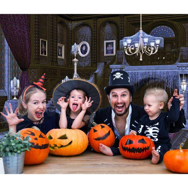 AIIKES 10x10FT Halloween Backdrop Halloween Haunted House Backdrop for Photography Spider Web Retro Stairs Creepy Setting Backdrop Children Baby Adults Portraits Photo Studio Props 12-343 2