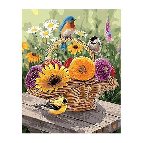 Creative Art by numbers for adults Summer Flowers size 16 x 20 inc, 225 gms density cotton canvass. Unframed. Each paint comes 3 brushes, photo and paints. 0