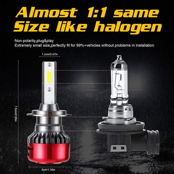 Kairiyard 2x 55W 9000LM H7 Headlight Led 6000K Auto Car Lamp Lights Conversion Bulb H7 Fog Light HI Beam DC 9-18V Aluminum Alloy Super Performance Heat Dissipation Safe Driving 3