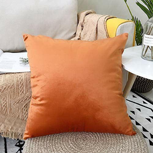 LAXEUYO Velvet Cushion Covers 40x40 cm, Colorful Multi-Color Optional Soft Decorative Square Throw Pillow Cover Pillowcase for Livingroom Sofa Bedroom - Khaki 2