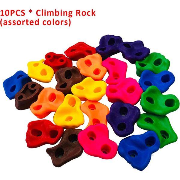 MOVKZACV 10Pcs Rock Climbing Holds for Kids, Coloured Wall Climbing Stones, Climbing Wall Grips for Tree House, Indoor&Outdoor Playground, Kids Climbing Frame, DIY Rock Stone Wall(size:10Pcs/set) 1