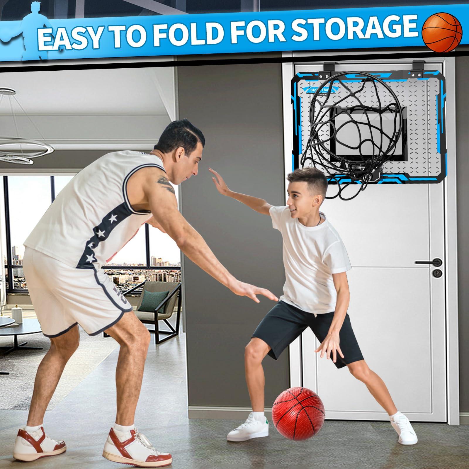 Doloowee Basketball Hoop Indoor, Kids Basketball Hoop with 4 Balls, Over The Door Basketball Hoop for Kids and Adults, Basketball Toy Gift for Boys Girls Age 3 4 5 6 7 8 9 10 11 12 Years 1