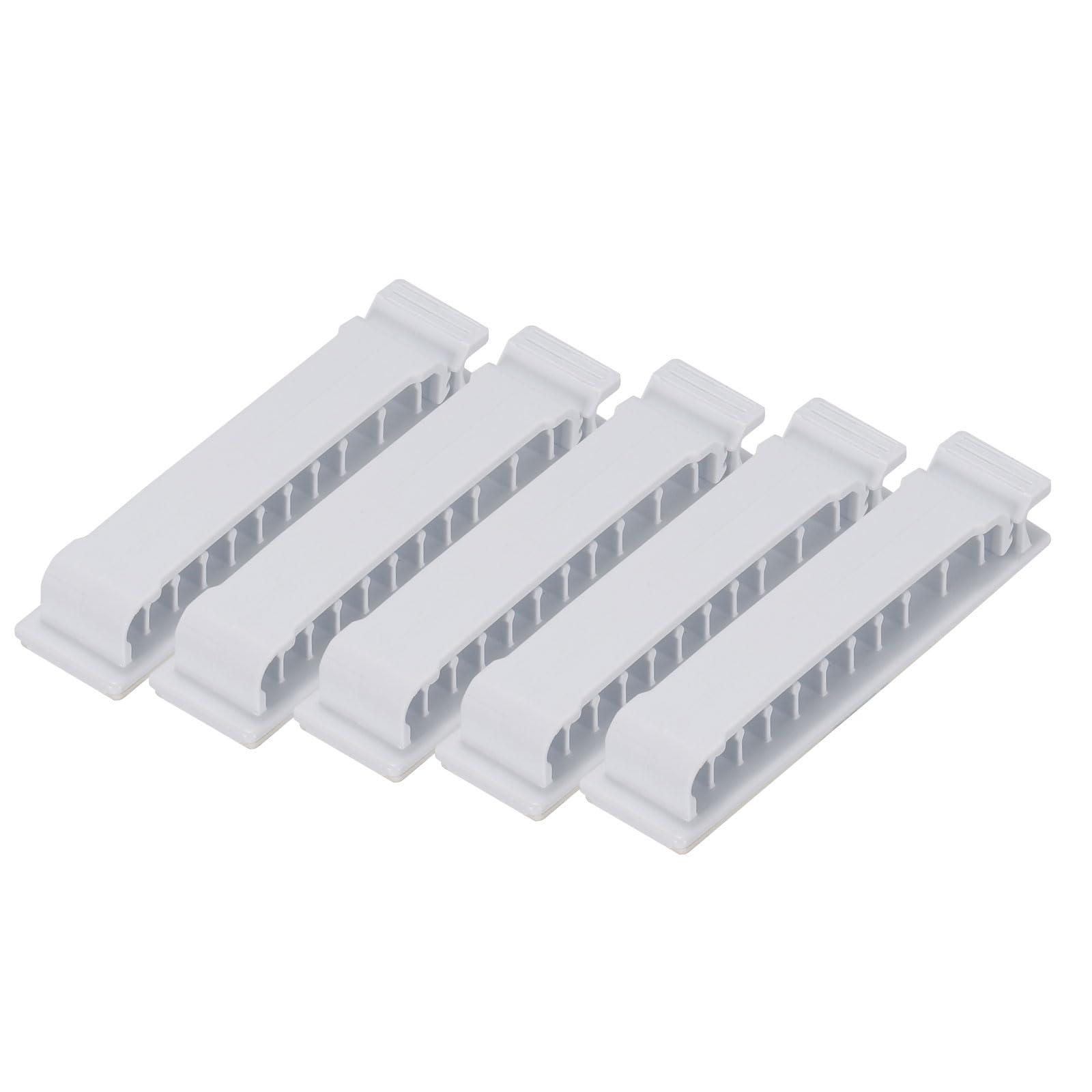 sourcing map 5pcs Cable Clips Cord Clips Organizer for Desk, 10 Slot PVC Adhesive Wire Holders Cable Management for USB Cable, White 5