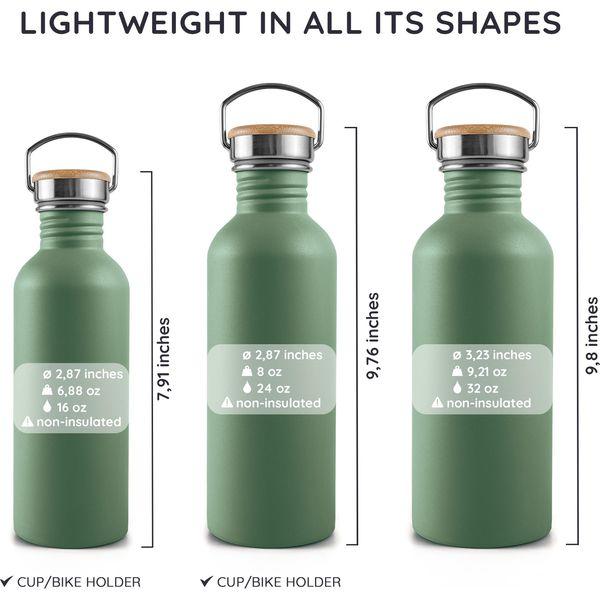 Bambaw Stainless Steel Water Bottle 750ml, Green Water Bottle, Non-Insulated Water Bottle, Metal Water Bottle, BPA Free Water Bottle, Leakproof Water Bottle, Reusable Water Bottle - Sage Green 4