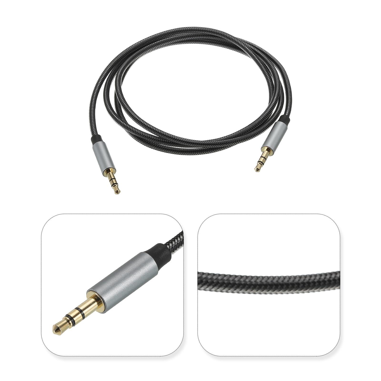 sourcing map 3.5mm Aux Cable Male to Male Auxiliary Audio Cable HiFi Headphone Cord 3.3ft Nylon Braided for Phone Headphone Speaker Stereo, Grey 1