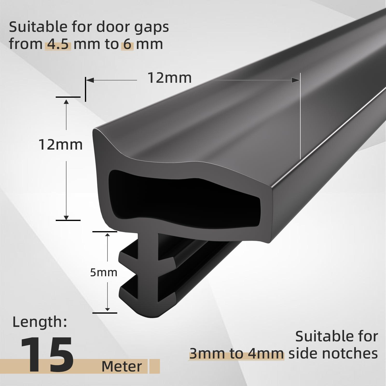 15m White Weather Stripping Door Seal Strip,Rubber Kerf Door Seal Draught Excluder for Door Frame Insulation,Door Gasket Seal Replacement,Door Weather Strip Saves Heating Costs 1