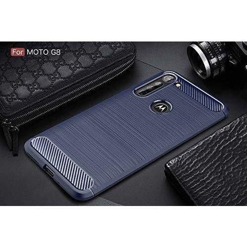CruzerLite Moto G8 Case, Carbon Fiber Texture Design Cover Anti-Scratch Shock Absorption Case for Moto G8 (Blue) 4