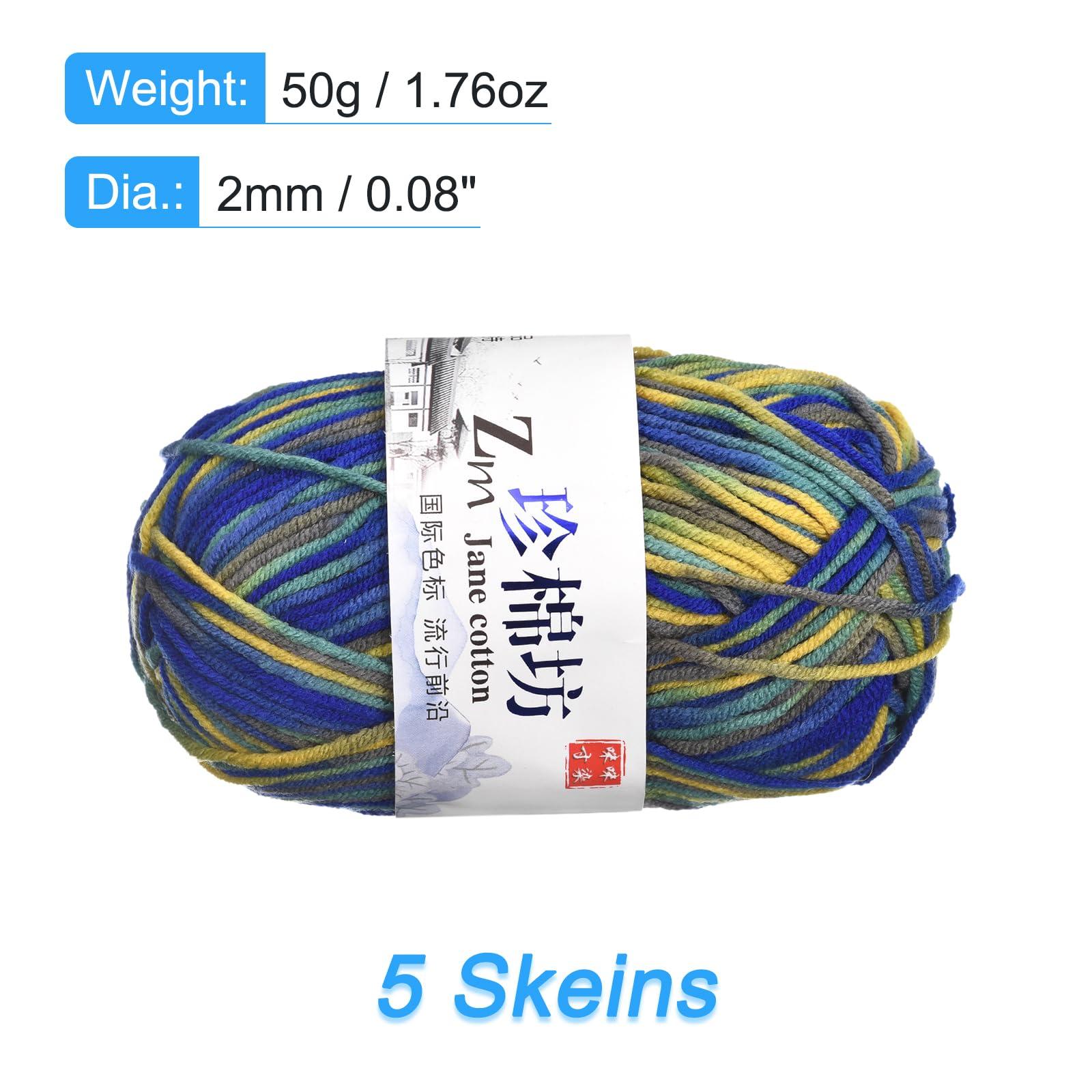 sourcing map Cotton Blend Yarn, 5 Pack of 50g/1.76oz Soft Crochet Craft Yarns for Knitting and Crocheting Craft Projects, Blue-Yellow 1