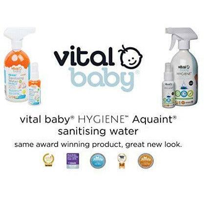 vital baby AQUAINTÂ® sanitising water 500ml Kills 99.99% of Germs Baby essentials for newborn, No Alcohol Anti Bacterial & Disinfectant Spray for Teethers, Spoons, Fruits, Teats Suitable for 0+ Months, Safe to Swallow 3