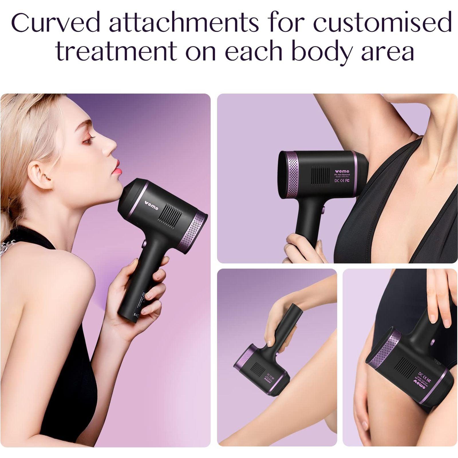 IPL Hair Removal Device with Infinite Flashes and 2 Intelligent Attachments for Bikini Lines Underarms Face Arm Leg, Laser Hair Remover Corded Functionality 2