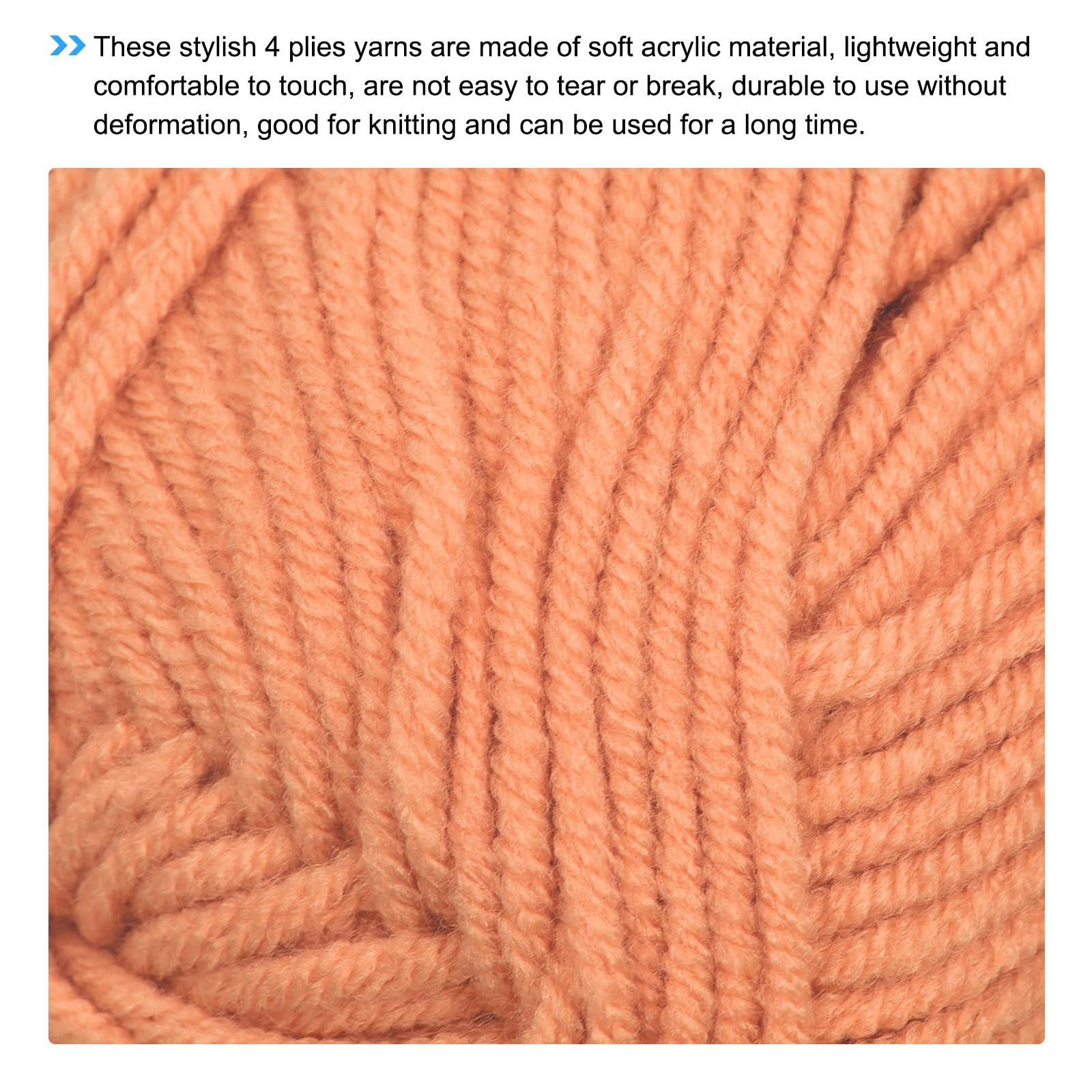 sourcing map Acrylic Yarn Skeins, 2 Pack of 50g/1.76oz Soft Crochet Yarns for Knitting and Crocheting Craft Project, Light Orange 7