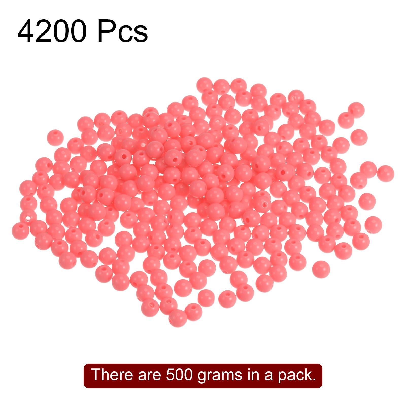 sourcing map 4200pcs Acrylic Round Beads 6mm Loose Bubble Craft Bead Assorted Candy Color for DIY Bracelet Earring Necklace Jewelry Making, Watermelon Red 2