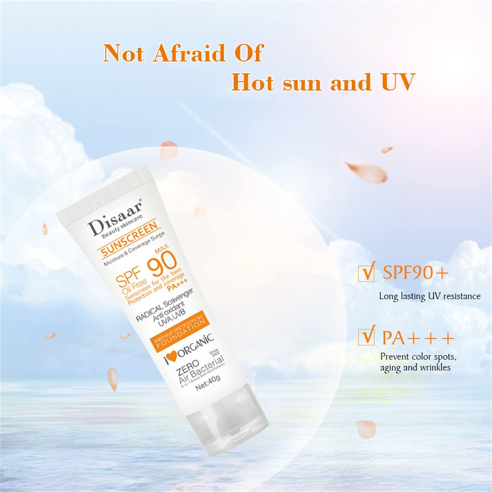 Barabum Facial Sunscreen Lotion Cream Beauty Skin Care SPF 90 Oil Free Radical Scavenger Anti Oxidant UVA/UVB 40g Britening Anti Sun Day Cream(2 pcs) 4