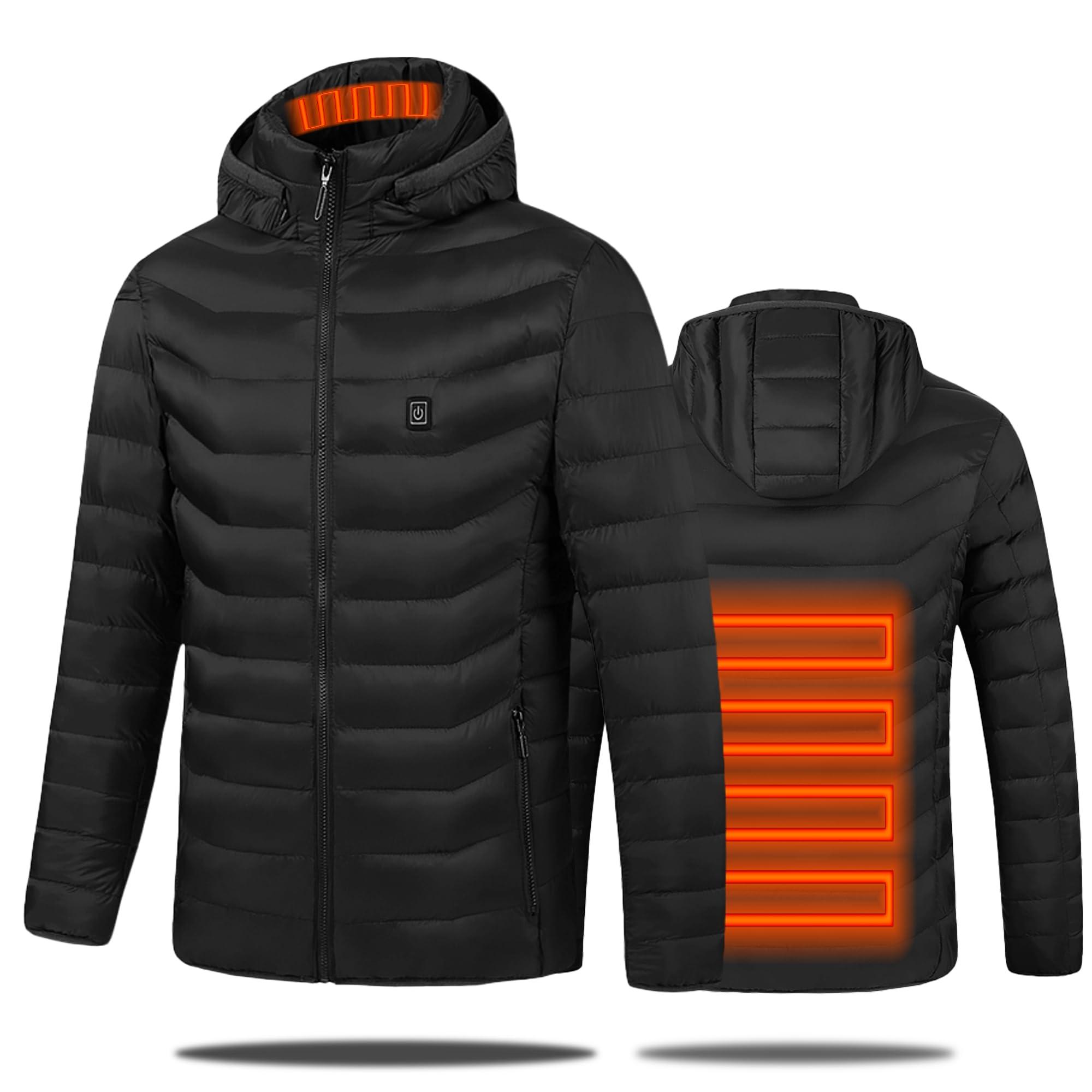 JC Gens Men’s Heated Jacket Electric Heated Jacket with 3 Adjustable Heating Levels 2 Heating Zones Lightweight Flexible Warming Jacket for Winter Outdoor Skiing Camping Hiking (Single Switch,SIZE M)