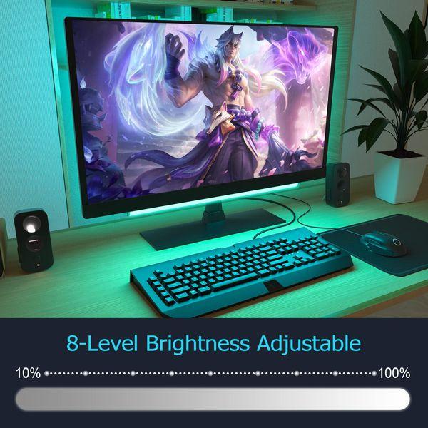 ABCidy Under Monitor Light Bar, RGB 3 Music Sync Modes Screenbar Light Desk Lamp Computer, LED Dynamic Rainbow Effect Gaming USB Powered, Remote Control Color Changing, Adjustable Brightness & Speed 4