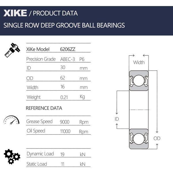 XIKE 4 pcs 6307ZZ Ball Bearings 35x80x21mm, Pre-Lubricated & Bearing Steel & Double Metal Seals,6307-2Z Deep Groove Ball Bearing with Shields