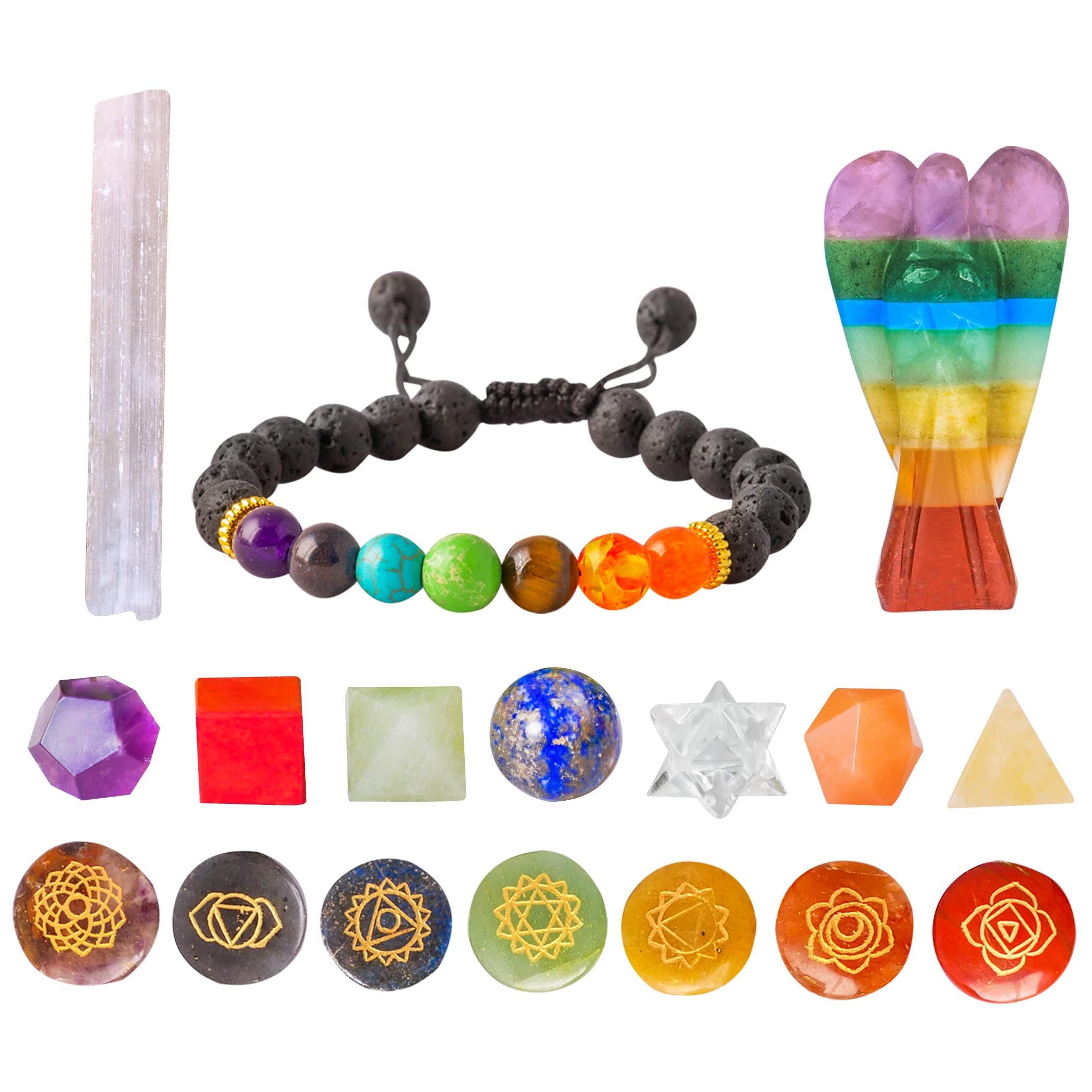 Healing Crystals - Spiritual Decor - Geometry Sets - Chakra Crystals Set - Crystal Bracelet - Chakra Stones - Guardian Angel - Spiritual Gifts For Women - Crystals And Gemstones - Tree Of Life