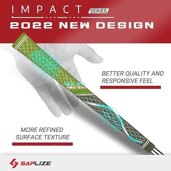 SAPLIZE 13 Golf Grips with Full Regripping Kit, Standard Size, Multi-compound Hybrid Golf Club Grips, Green Colour 2