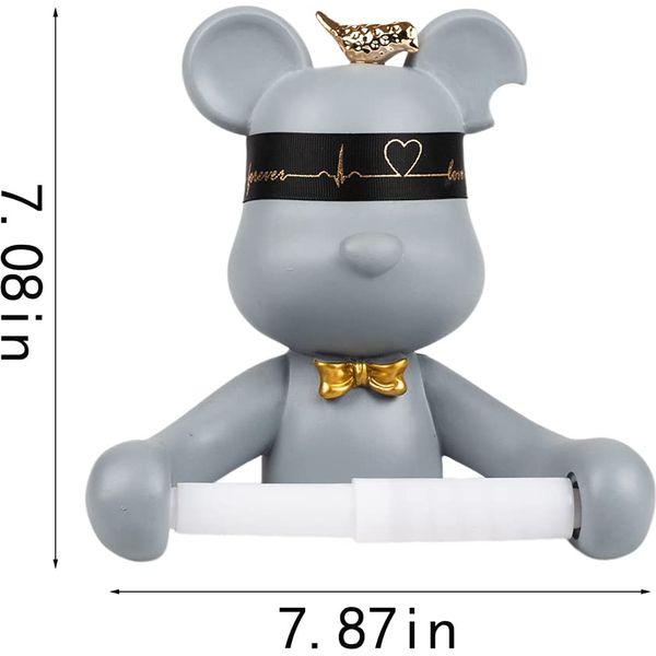 Hanbosym Toilet Paper Holder For Wall，Ninjia Bear Toilet Roll Holder，Decorative Toilte Roll Hanger for Bedroom (Grey) 1