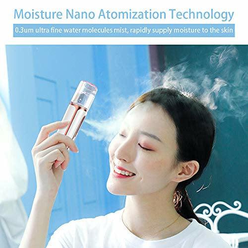 Nano Mist Sprayer, Portable Cool Mist Nano Facial Steamer, Handy Fine Mist Nano Facial Mister for Skin Care, Makeup, Eyelash [White] 1