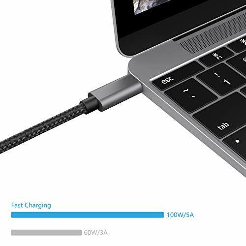 nonda USB C to USB C Cable 100W/5A 6.6ft, USB Type C PD Fast Charging Cable, Braided Nylon Cord Compatible with MacBook Pro 2020, iPad Pro 2020, Samsung Galaxy S20, Switch and Other USB C Charger 3