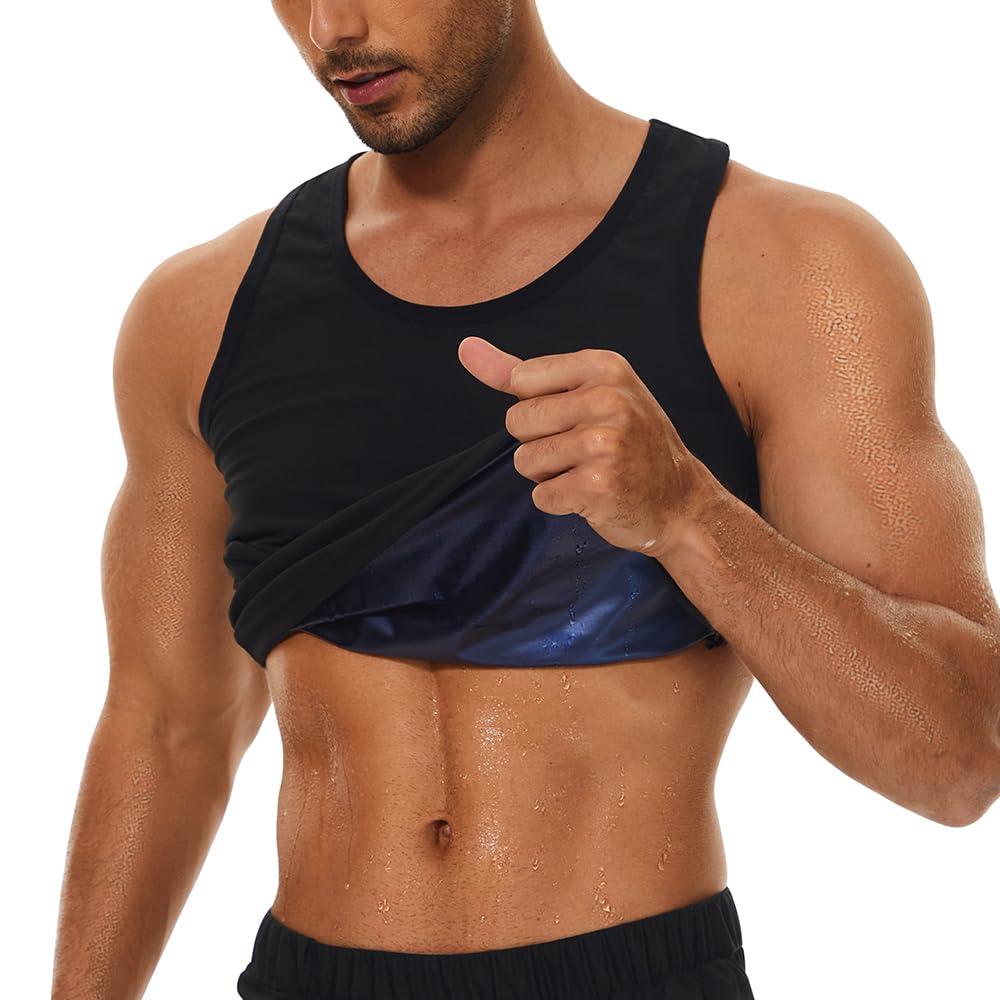 SEXYWG Sweat Vest for Men Workout Tank Tops Sauna Suit Weight Loss Shirt Gym Sport Fitness Body Shaper Waist Trainer