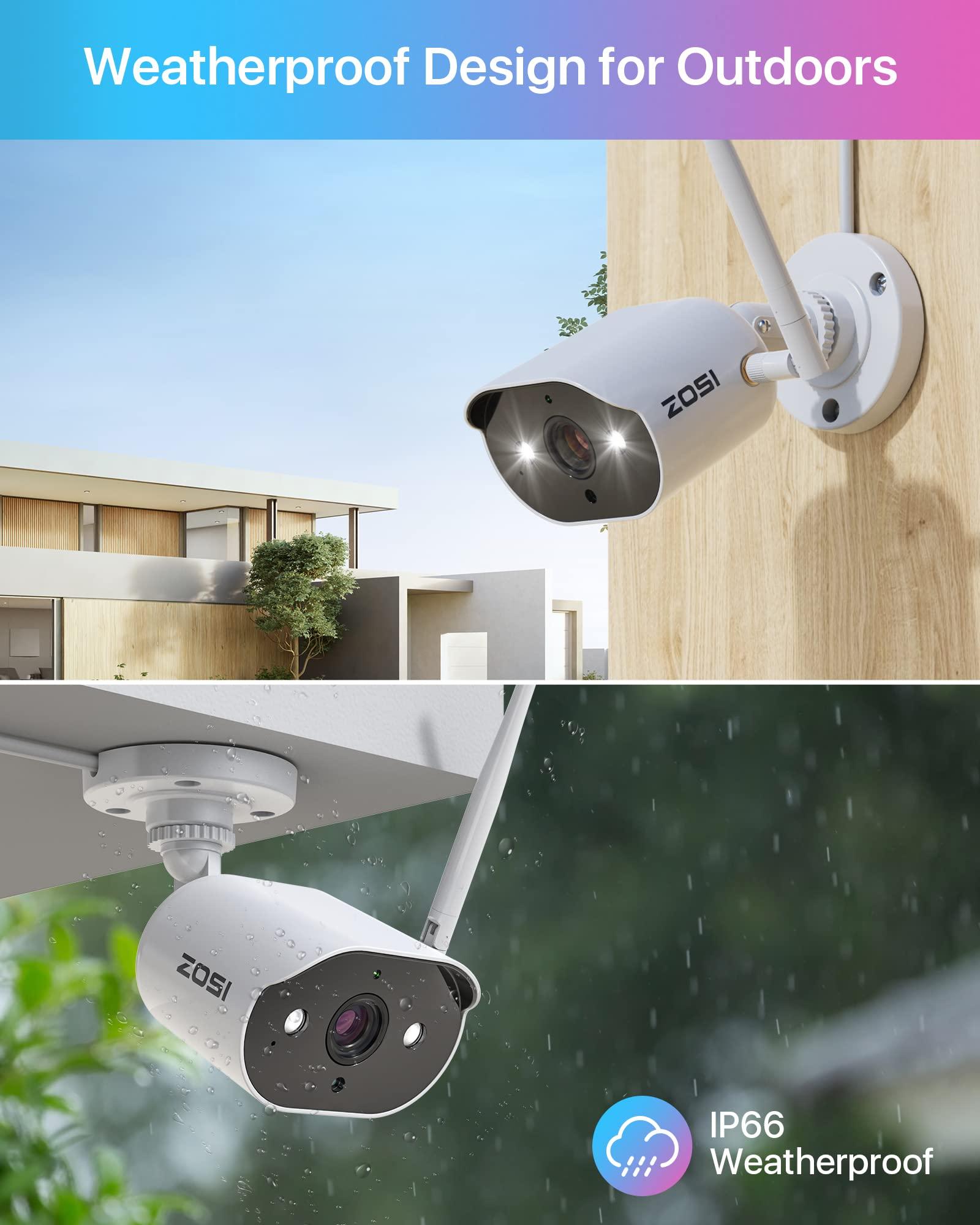 ZOSI ZG3023A 2K WIFI Security Camera Outdoor Indoor, 3MP Plug-in WIFI IP Camera with Color Night Vision, 2-Way Audio, Weatherproof Bullet Camera Compatible NVR (Model: ZR08JP), NO Power Adapter 4