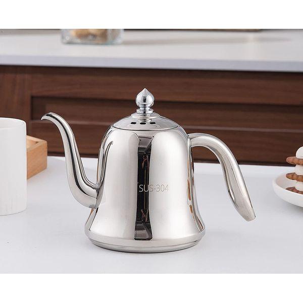 SANQINHOME 18/8 Stainless Steel Teapot with Infuser 31oz(900ml) 2-3 Cups, Easy Pour Silver Tea Pot with Strainer Filter to Brew Loose Leaf Tea 1