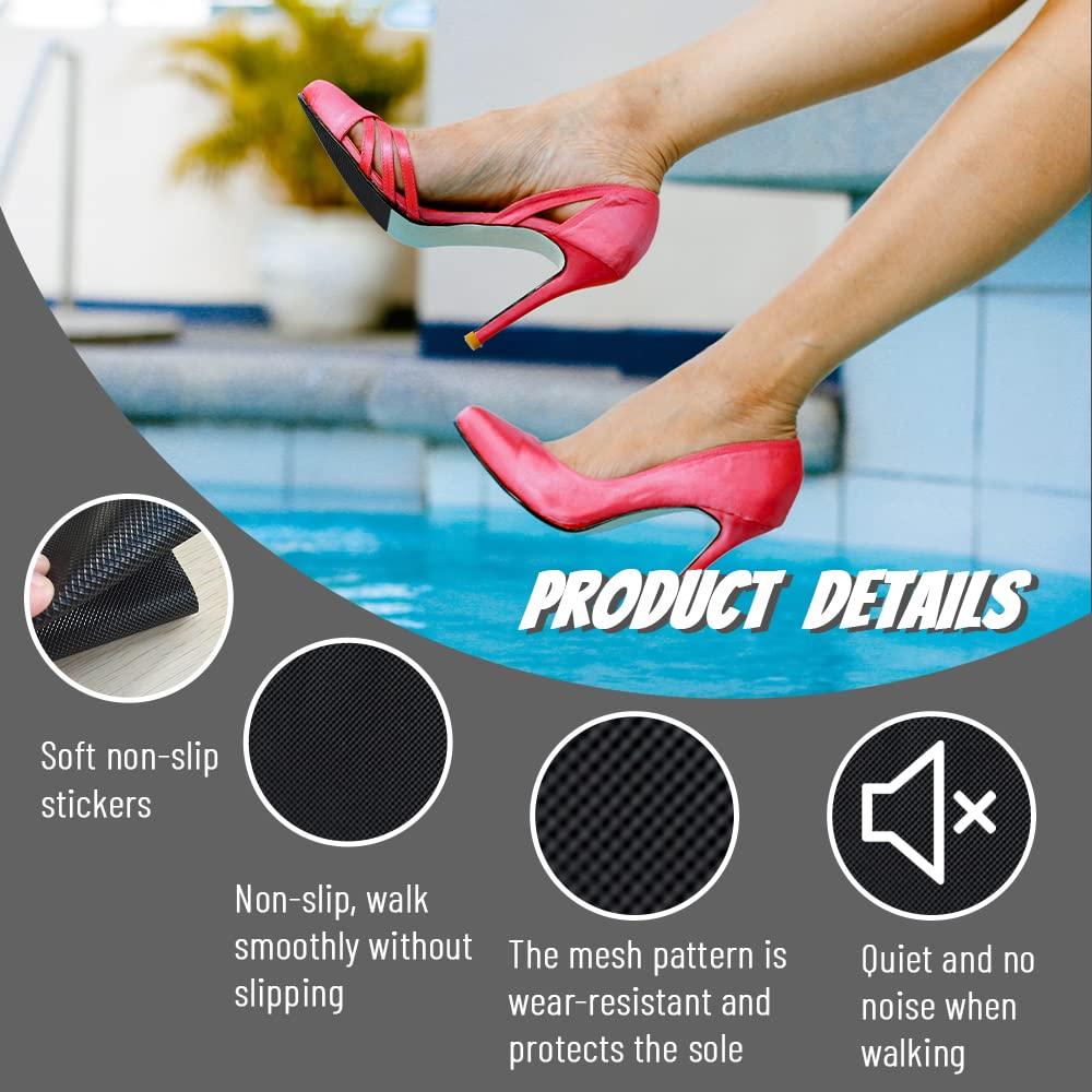 Modixun 4 Pcs 25×10cm Shoe Sole Protector, Non-Slip Rubber Shoe Grip Sticker, Self Adhesive Shoe Bottom Protector, Noise Reduction Shoe Sole Pads for Man Women, Black 2