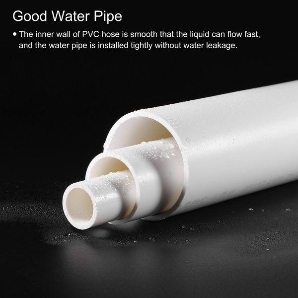 sourcing map PVC Rigid Round Pipe 45.2mm ID 50mm OD 500mm White High Impact for Water Pipe, Crafts, Decoration, Cable Sleeve 4