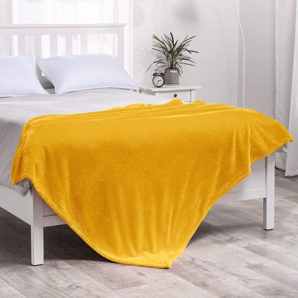 MIULEE Blanket Soft Warm Fluffy Fleece Plush Granule Bed Blankets Reversible Microfiber Solid Blankets for LivingRoom Chair Bed Couch Sofa Settees Travel 85x95 Inch Gold 3