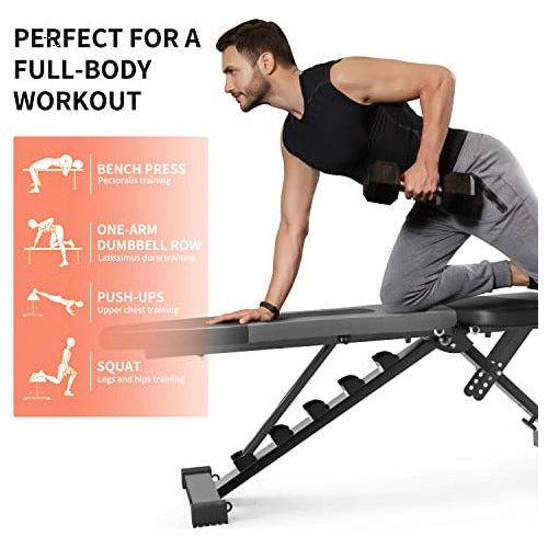 Amazon Brand - Umi Adjustable Weight Bench, Foldable Workout Bench Gym Equipment for Home, Flat, Incline, Decline Bench Press for Full Body Workout 4