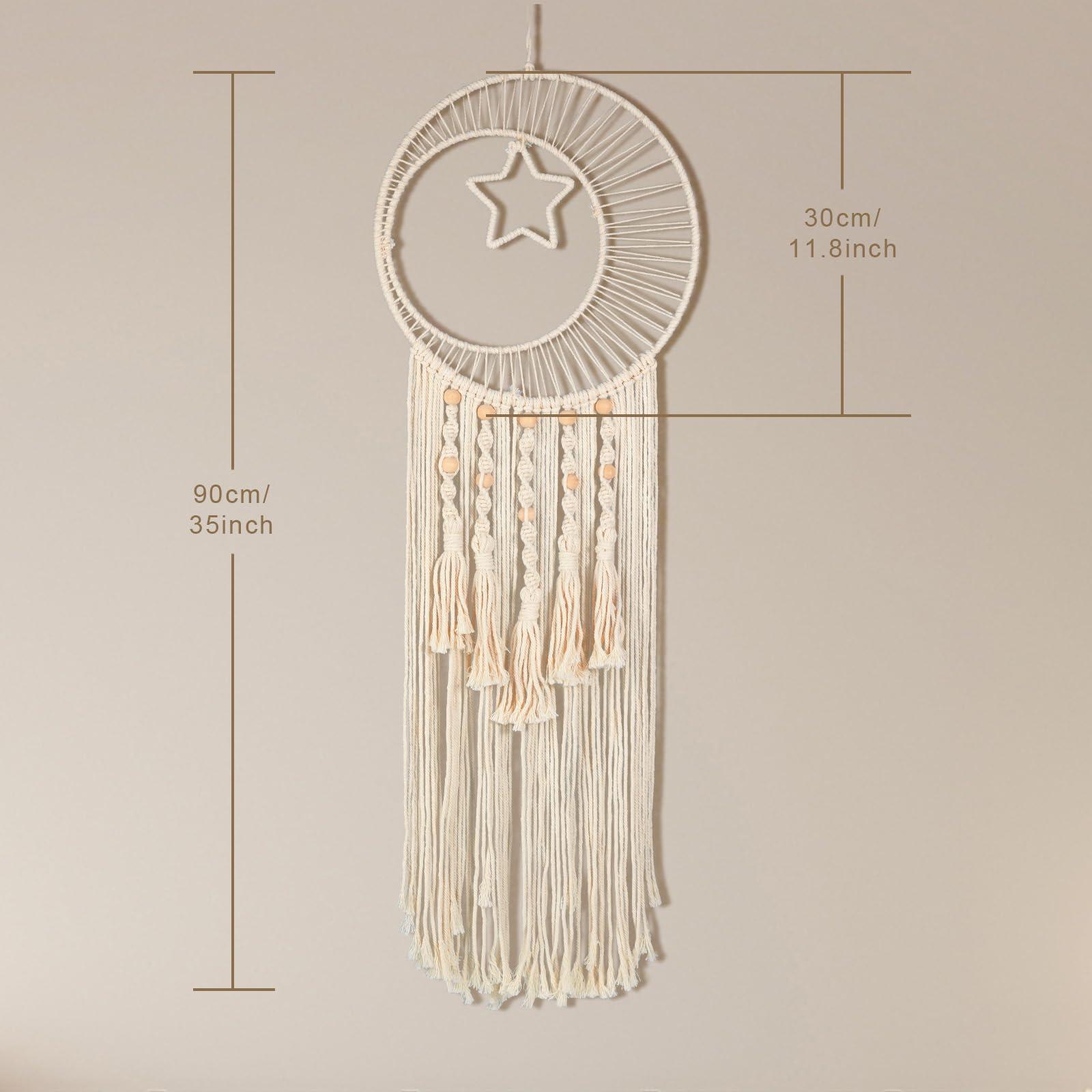 Nice Dream Macrame Dream Catcher Large Dream Catchers for Bedroom Boho Wall Hanging Decor with Tassels Home Decoration Star Moon 4