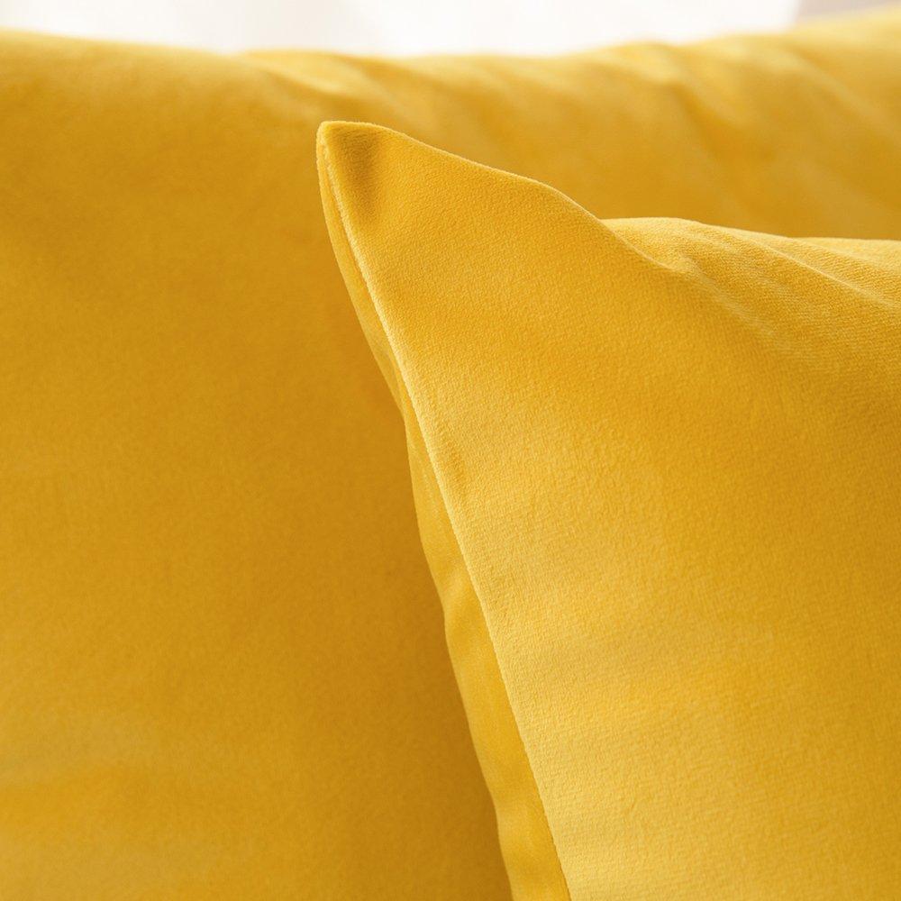 MIULEE Velvet Soft Soild Microfiber Decorative Square Pillow Case Throw Cushion Cover for Sofa Bedroom with Invisible Zipper Lemon Yellow 12"x20",2 Pieces 1