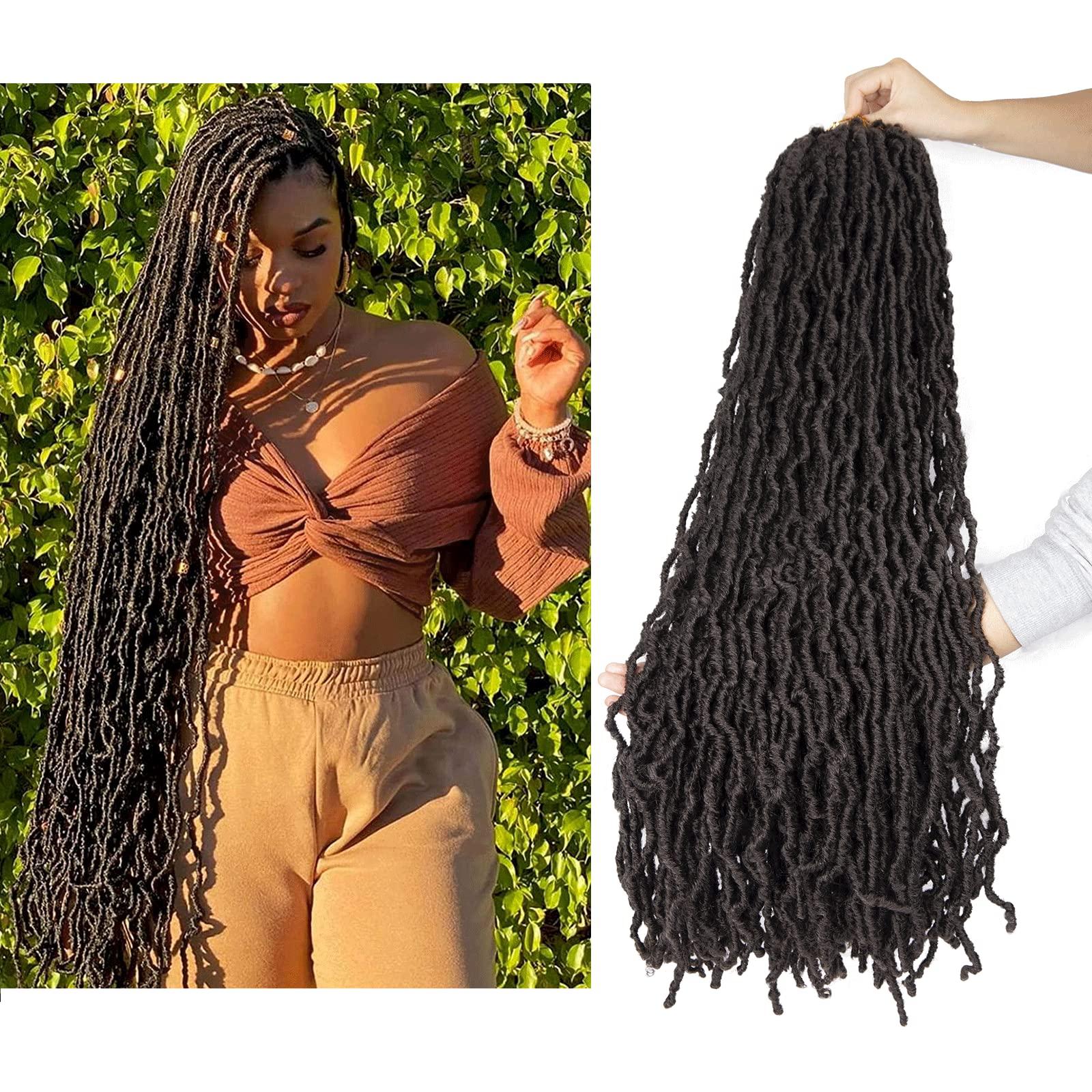 5 Packs Faux Locs Crochet Hair 36 Inch, Nu Locs Crochet Hair, Wavy Crochet Locs Short Locs Crochet Braids Crochet Dreadlocks (20 Roots/Pack) #4 1