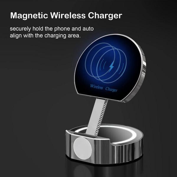 Magnetic Wireless Charger, Foldable Fast Charging Station Compatible with iPhone 13/13 Pro/13 Pro Max/12 Mini/11 Pro Max/8 Plus, Apple Watch Series 7/6/5/4/3/2/1, AirPods Pro 1